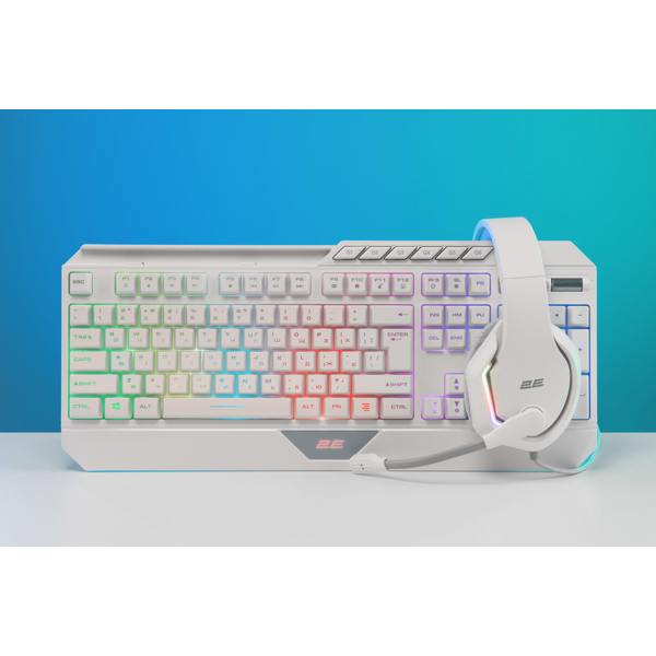 კლავიატურა 2E KG315UWT, Wired, RGB, USB, Gaming Keyboard, White