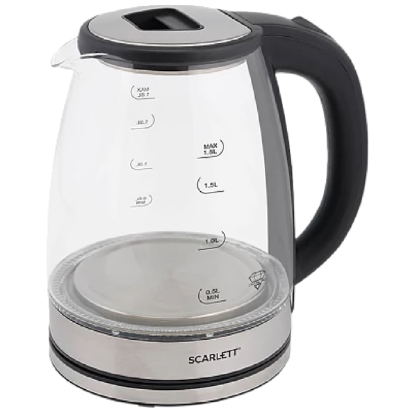 ელექტრო ჩაიდანი Scarlett SC-EK27G30, 1800W, 1.8L, Electric Kettle, Silver