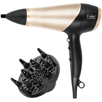 თმის საშრობი Fakir 8682511904255, 1200W, Hair Dryer, Black/Gold