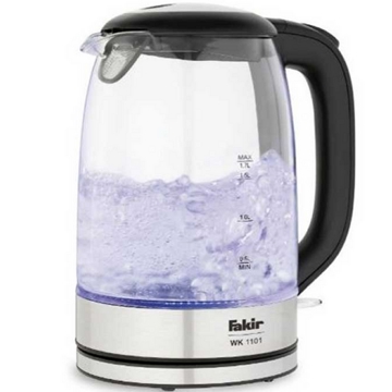 Fakir WK1101 Glass Kettle, 2200W, 1.7L, Electric Kettle, Clear/Silver