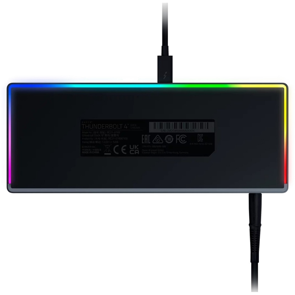 Razer RC21-01690100-R3G1 Thunderbolt 4 Dock Chroma, USB-C, USB 3.2, LAN, SD Reader, 3.5mm, USB-C Hub, Black