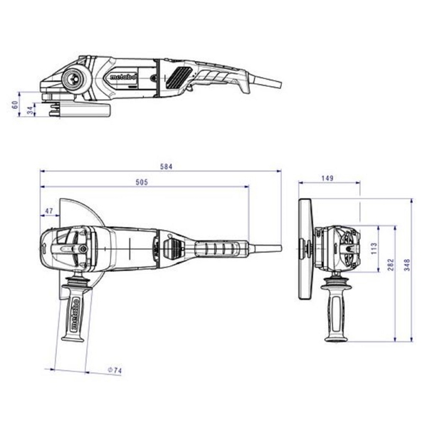 კუთხსახეხი Metabo WEA 26-230 MVT QUICK, 2600W, 230mm, 6600Rpm, Green/Black