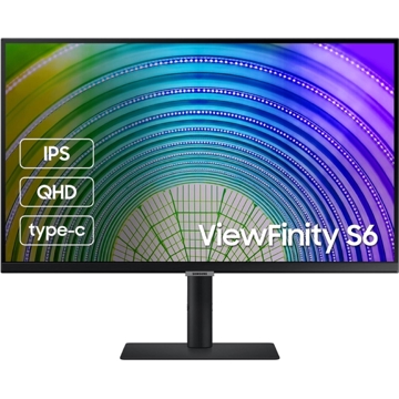 მონიტორი Samsung LS27A600UUIXCI ViewFinity S6, 27", Monitor, QHD, IPS, HDMI, USB, USB-C, LAN, DP, Black