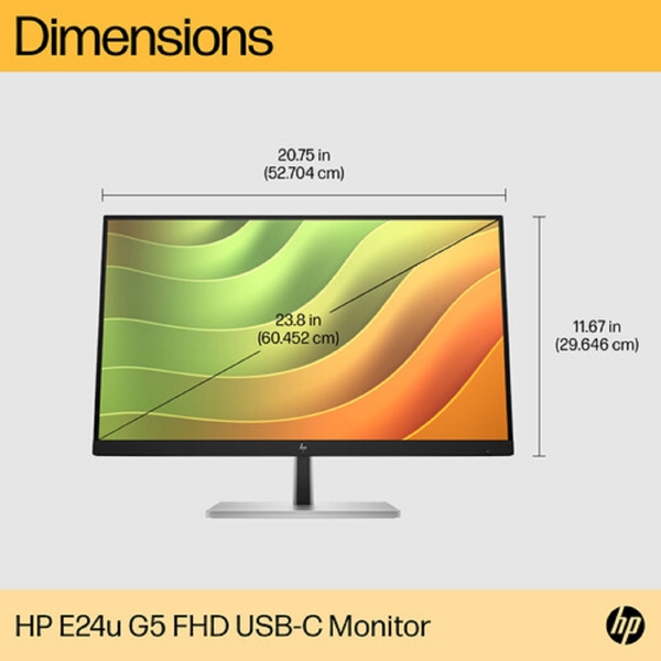 HP 6N4D0AA E24u G5, 23.8", Monitor, FHD, IPS, HDMI, USB, USB-C, DP, RJ45, Black