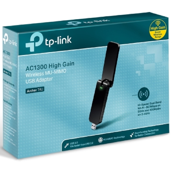 TP-Link Archer T4U AC1300, 2.4GHz, External Network Adapter, Black