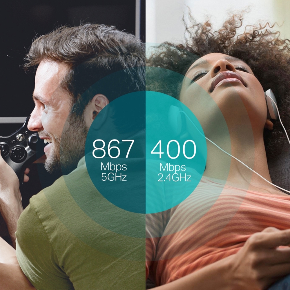 WiFi ადაპტერი TP-Link Archer T4U AC1300, 2.4GHz, External Network Adapter, Black