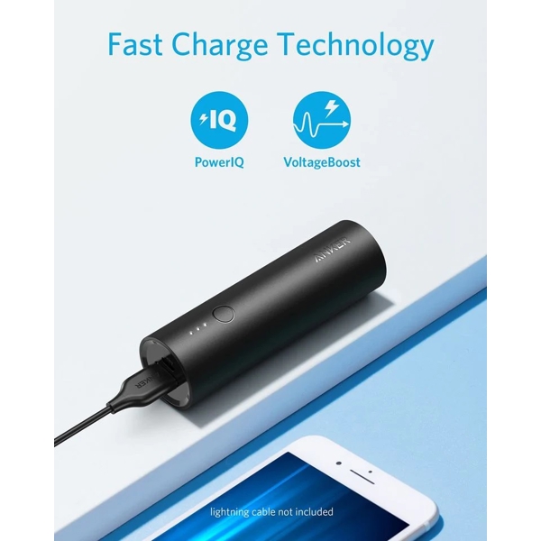 Anker A1109G11 PowerCore 5000, 5000mAh, USB, Power Bank, Black