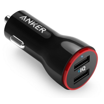 მანქანის დამტენი Anker A2310G11 PowerDrive 2, 24W, USB, Black