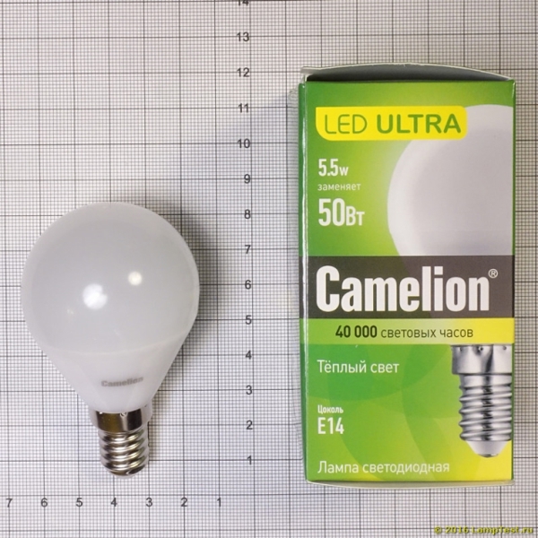 ნათურა Camelion Led Lamp LED5-G45/830/E14 ნათურა ლედ განათებით ეკონომიური 5 ვატი, 4895117873779