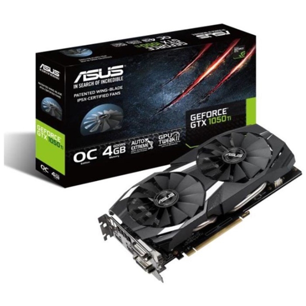  ვიდეო დაფა  PCI EXPRESS 4GB ASUS GTX1050TI, 4GB, 2DVI, HDMI, DISPLAY PORT, GDDR5 ,