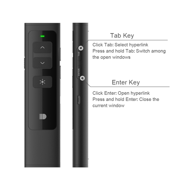 პრეზენტერი DOOSL Wireless Presenter, RF 2.4GHz Rechargeable Powerpoint Remote Control PPT Clicker Presentation Pointer Pen DSIT013