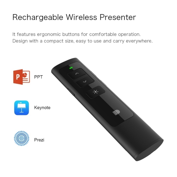 პრეზენტერი DOOSL Wireless Presenter, RF 2.4GHz Rechargeable Powerpoint Remote Control PPT Clicker Presentation Pointer Pen DSIT013