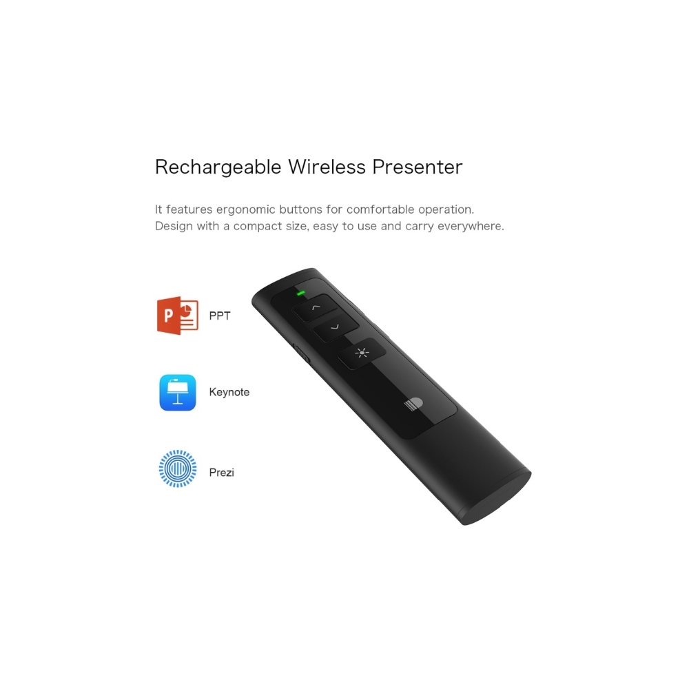 პრეზენტერი DOOSL Wireless Presenter, RF 2.4GHz Rechargeable Powerpoint Remote Control PPT Clicker Presentation Pointer Pen DSIT013