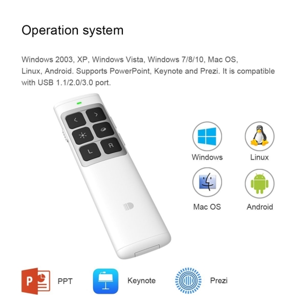 პრეზენტერი DOOSL Wireless Presenter Air Mouse Powerpoint Clicker Presentation RF 2.4GHz Remote Control Pen for Projector DSIT014W