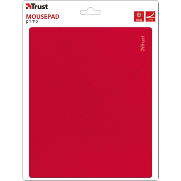 მაუს პადი  TRUST PRIMO MOUSEPAD - Rubber anti-slip bottom Size 220 x 180 m - RED