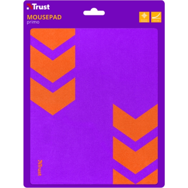 მაუს პადი  TRUST PRIMO MOUSEPAD - Rubber anti-slip bottom Size 220 x 180 m - PURPLE/ORANGE