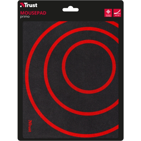 მაუს პადი TRUST PRIMO MOUSEPAD - Rubber anti-slip bottom Size 220 x 180 m - BLACK/RED