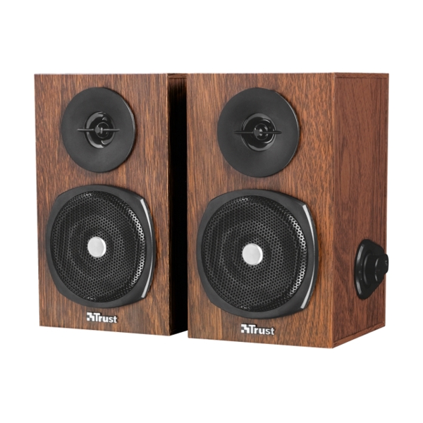 დინამიკი  TRUST VIGOR SPEAKER 24W peak power (12 Watt RMS) / Volume control and power button on the side / USB-powered – no wall power needed -Wood Style