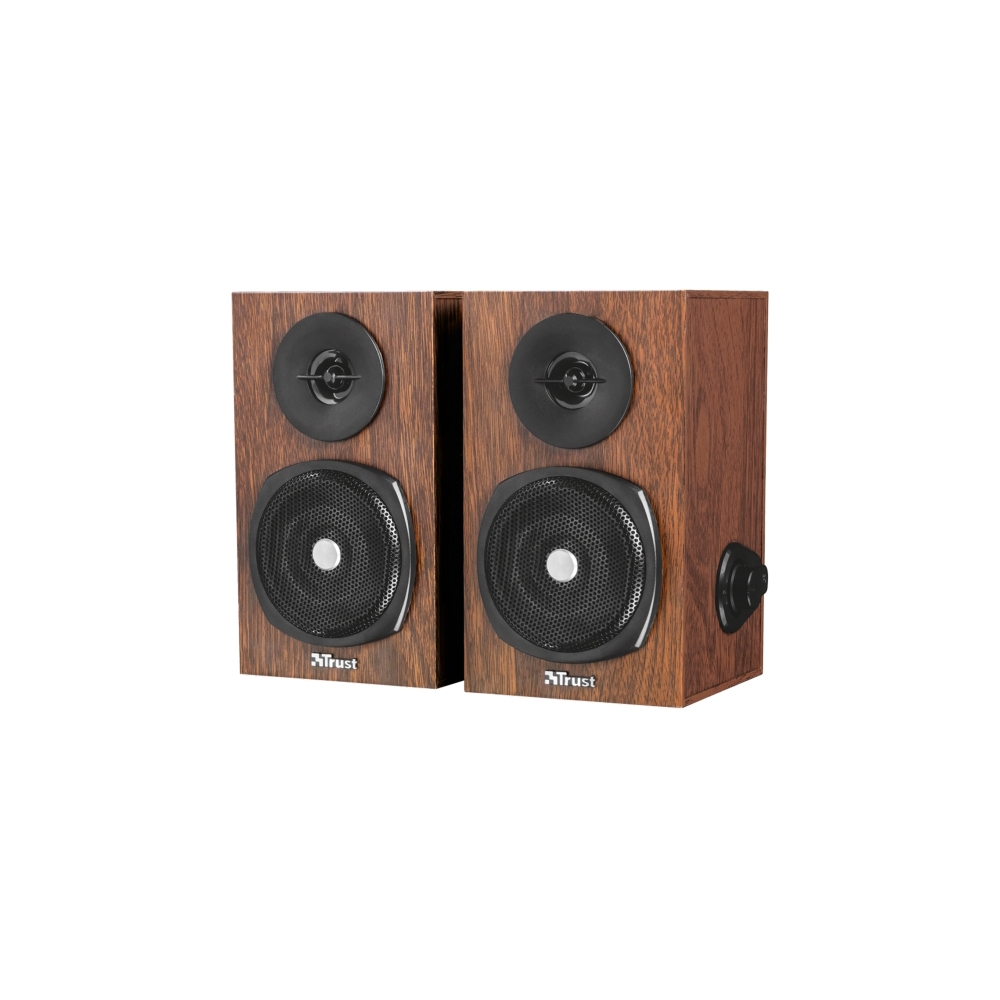 დინამიკი  TRUST VIGOR SPEAKER 24W peak power (12 Watt RMS) / Volume control and power button on the side / USB-powered – no wall power needed -Wood Style