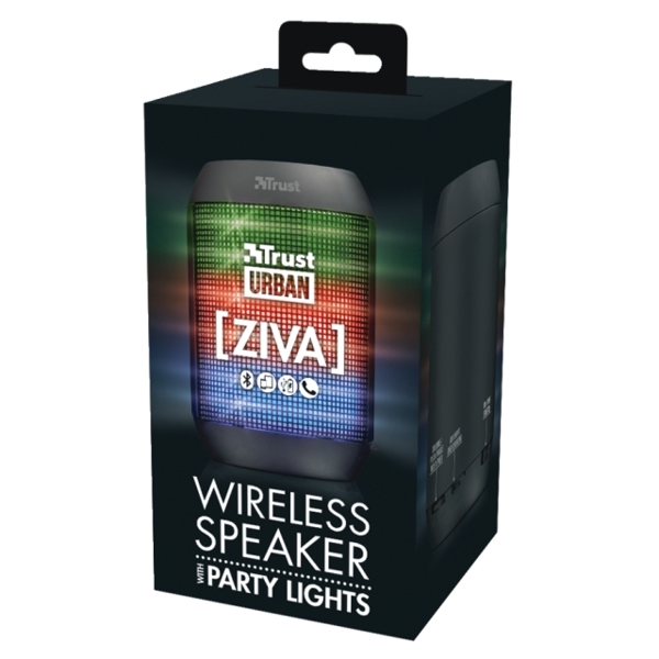 BLUETOOTH  დინამიკი  TRUST ZIVA WIRELESS BLUETOOTH SPEAKER WITH PARTY LIGHTS/ LED illumination 