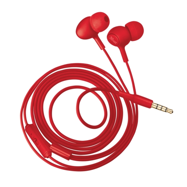 ყურსასმენი  TRUST ZIVA IN-EAR HEADPHONES WITH MICROPHONE - RED