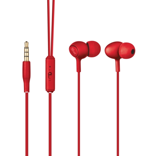 ყურსასმენი  TRUST ZIVA IN-EAR HEADPHONES WITH MICROPHONE - RED