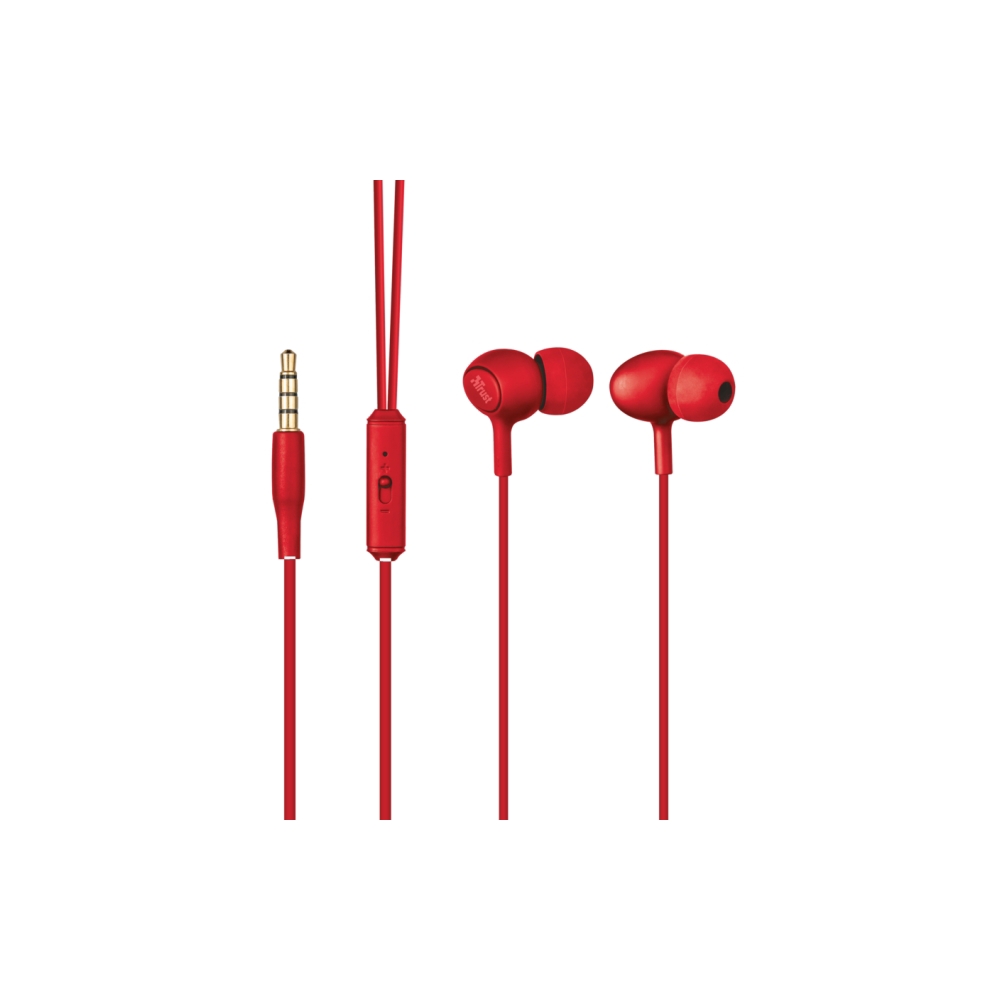 ყურსასმენი  TRUST ZIVA IN-EAR HEADPHONES WITH MICROPHONE - RED