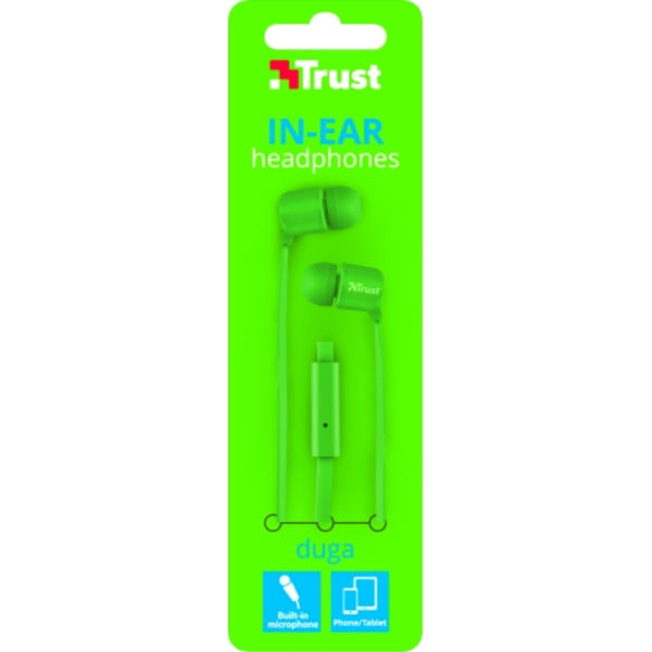 ყურსასმენი TRUST DUGA IN-EAR HEADPHONES - NEON GREEN