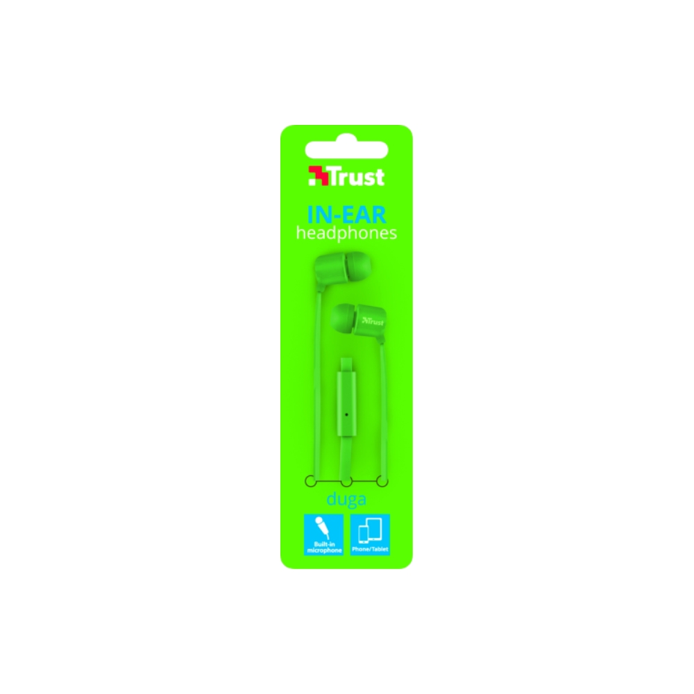 ყურსასმენი TRUST DUGA IN-EAR HEADPHONES - NEON GREEN