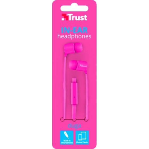 ყურსასმენი  TRUST DUGA IN-EAR HEADPHONES - NEON PINK