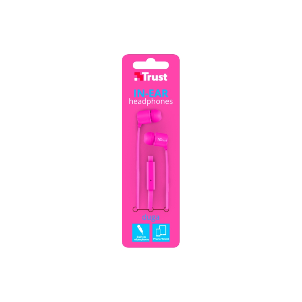 ყურსასმენი  TRUST DUGA IN-EAR HEADPHONES - NEON PINK