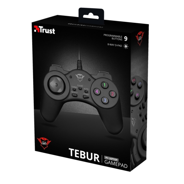 გეიმპადი  TRUST GXT 510 TEBUR GAMEPAD FOR PC / 4 shoulder buttons, 8-way D-pad and 9 programmable buttons / Rubber coating for perfect grip / 1.8m cable length / 