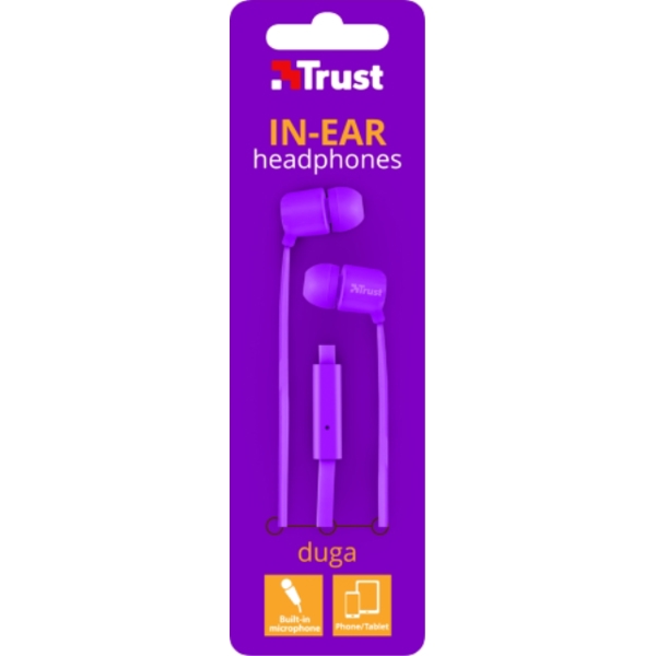 ყურსასმენი TRUST DUGA IN-EAR HEADPHONES - NEON PURPLE