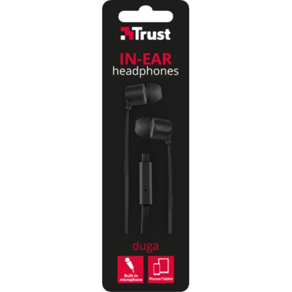 ყურსასმენი  TRUST DUGA IN-EAR HEADPHONES - FULL BLACK