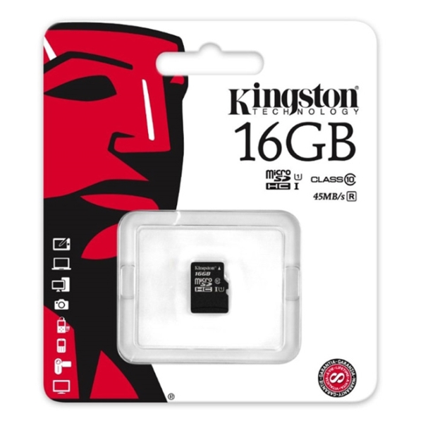 მეხსიერების ბარათი Kingston  16GB SD   SDC10G216GB  (MICRO+ADAPTER) CLASS10