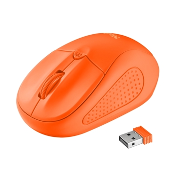 მაუსი  TRUST PRIMO WIRELESS MOUSE Speed select button 1000-1600 DPI- NEON ORANGE