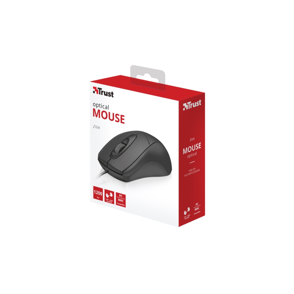მაუსი TRUST ZIVA OPTICAL MOUSE 1000 dpi optical sensor, -Black/Grey