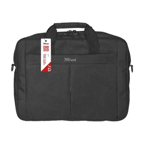 ნოუთბუქის ჩანთა TRUST PRIMO CARRY BAG FOR 17.3" LAPTOPS / Large main compartment (420 x 325 mm) to fit most laptops with screens up to 17.3" - Black