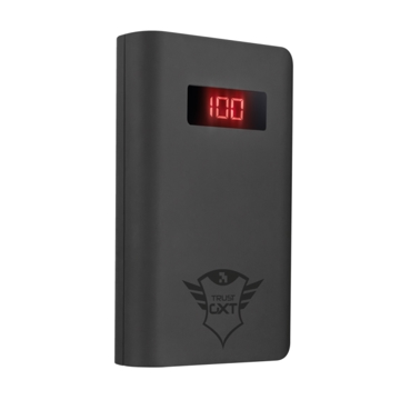 პორტატული დამტენი TRUST GXT 777 XORE 10000 MAH POWERBANK , USB ports with 5W/1A and 10W/2.1A, LCD display , 2 Micro-USB , Flashlight , Also suitable to charge PS4™ controller