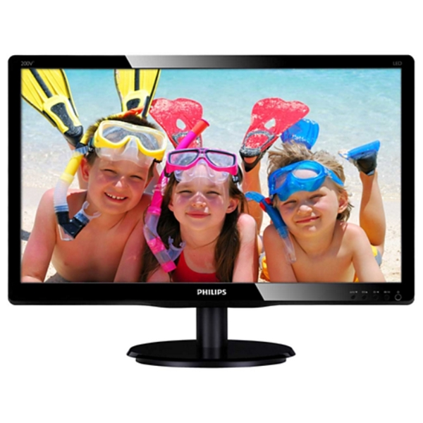 მონიტორი  PHILIPS 200V4QSBR/00,  20" 16:9, MVA-panel, LED Backlight, Glossy Black, 1920x1080, DVI, DC 10 000 000:1, 8ms GG, 250 cd/m2, 178/178, VESA 100, Power IN, EnergyStar 6.0, TCO