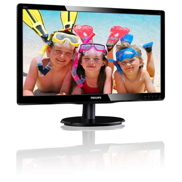 მონიტორი  PHILIPS 200V4QSBR/00,  20" 16:9, MVA-panel, LED Backlight, Glossy Black, 1920x1080, DVI, DC 10 000 000:1, 8ms GG, 250 cd/m2, 178/178, VESA 100, Power IN, EnergyStar 6.0, TCO
