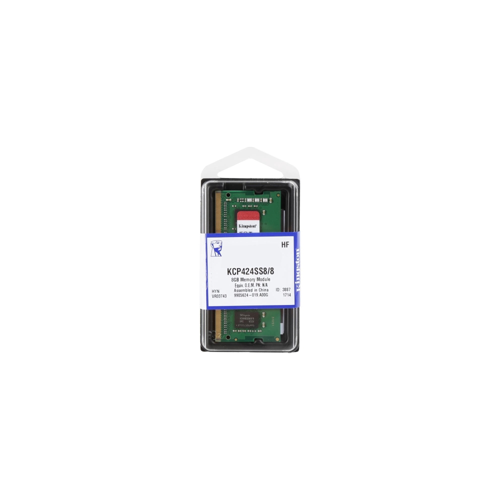 ოპერატიული მეხსიერება Kingston 8GB DDR4 2400MHz , Non-ECC , CL17 , 1.2V , Unbuffered , SODIMM 1R