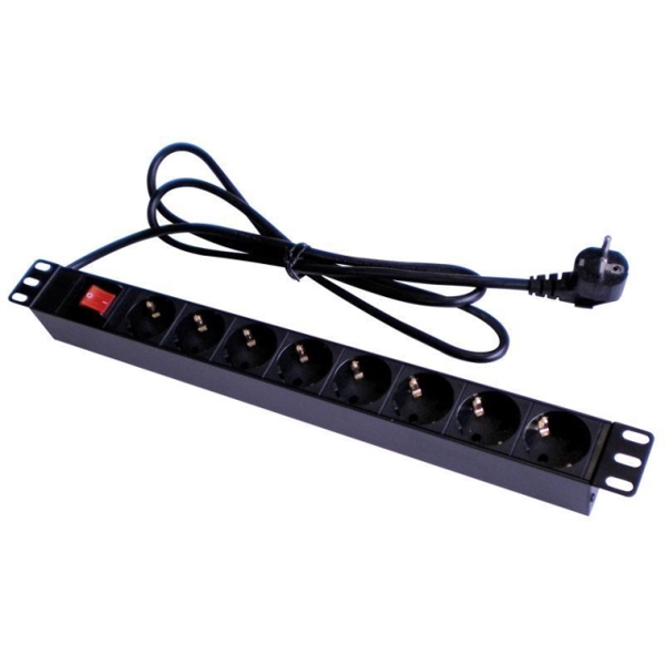 19" PDU, 8 SCHUKO sockets, with switch