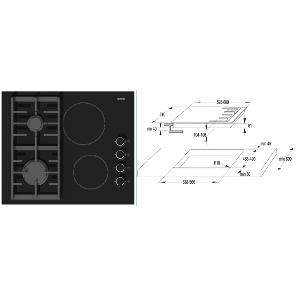 გაზქურის ზედაპირი  GORENJE  KC621USC