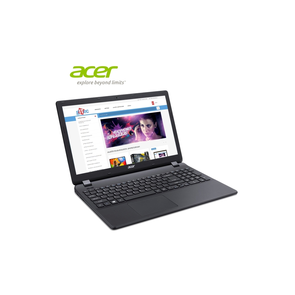 ნოუთბუქი Acer Extensa  15 EX2519-C08K  Color BLACK ; Intel® Celeron® Processor N3060 2M Cache, up to 2.48 GHz; 15.6  WXGA Acer CineCrystal"LED LCD,Intel HD Graphics;  2GB