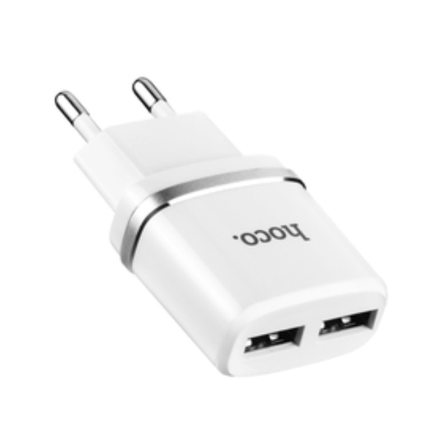 მობილურის დამტენი MOBILE AC CHARGER HOCO C12 SMART DUAL USB (LIGHTNING CABLE)CHARGER SET WHITE