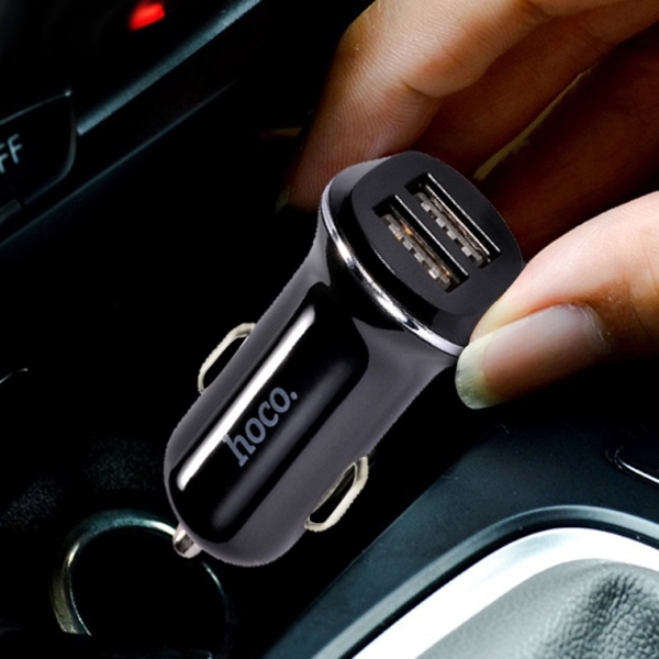  HOCO Z1 DOUBLE PORTED CAR CHARGER  BLACK