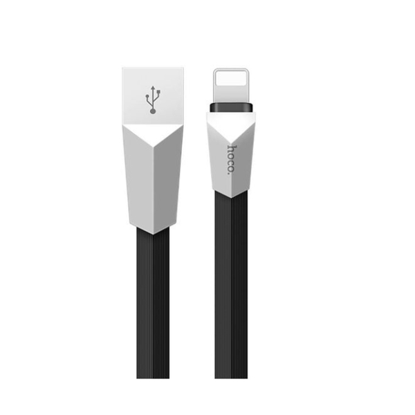 მობილურის დამტენი USB  HOCO X4 ZINC ALLOY RHOMBUS LIGHTNING CHARGING CABLE BLACK