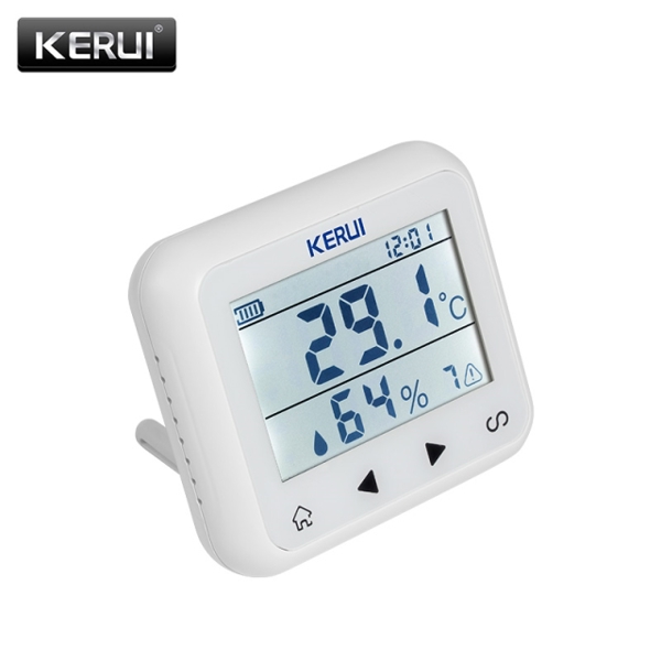 ტემპერატურის და ტენიანობის სენსორი KERUI KR-TD32 wireless LED Display Adjustable temperature and humidity Alarm sensor Detector