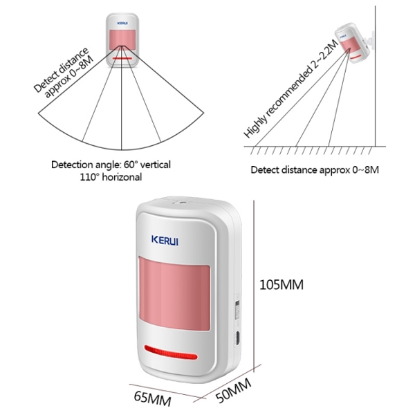 მოძრაობის სენსორი  KERUI 433Mhz Wireless Intelligent PIR Motion Sensor Detector For GSM PSTN Home Alarm System without antenna Infrared